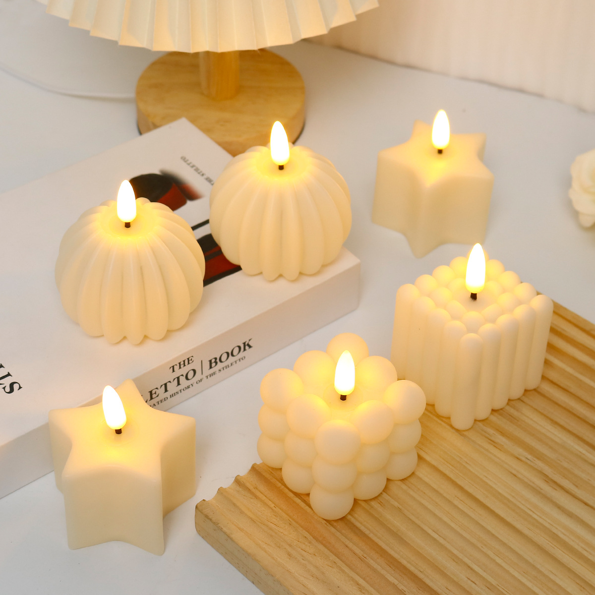 Photography Of Lighting - เทียน LED รูปทรงลูกบาศก์ สำหรับงานแต่งงาน, วันเกิด, ตกแต่งคริสต์มาส,
