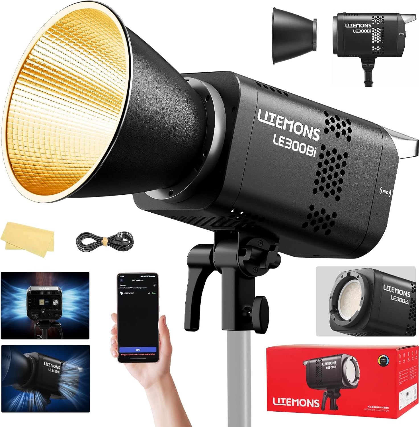 Photography Led Lighting Kit - ชุดไฟวิดีโอ LED RGB, ไฟสตูดิโอ 3 ชิ้นพร้อมแผงควบคุม,