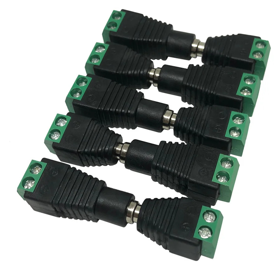 Photography Led Lighting Kit - 5คู่ DC 12V ตัวเชื่อมต่อตัวเมียและตัวผู้5.5x2.1มม. ซ็อกเก็ตแจ็คปลั๊กตัวแปลงสำหรับสัญญาณสีแสงแถบไฟ LED