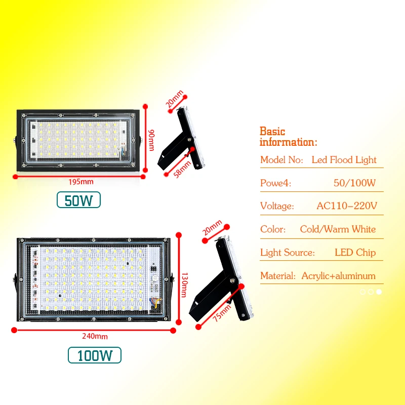 50W 100W ไฟ LED น้ําท่วม IP65  - Photography Lighting Uk บทวิจารณ์และราคา