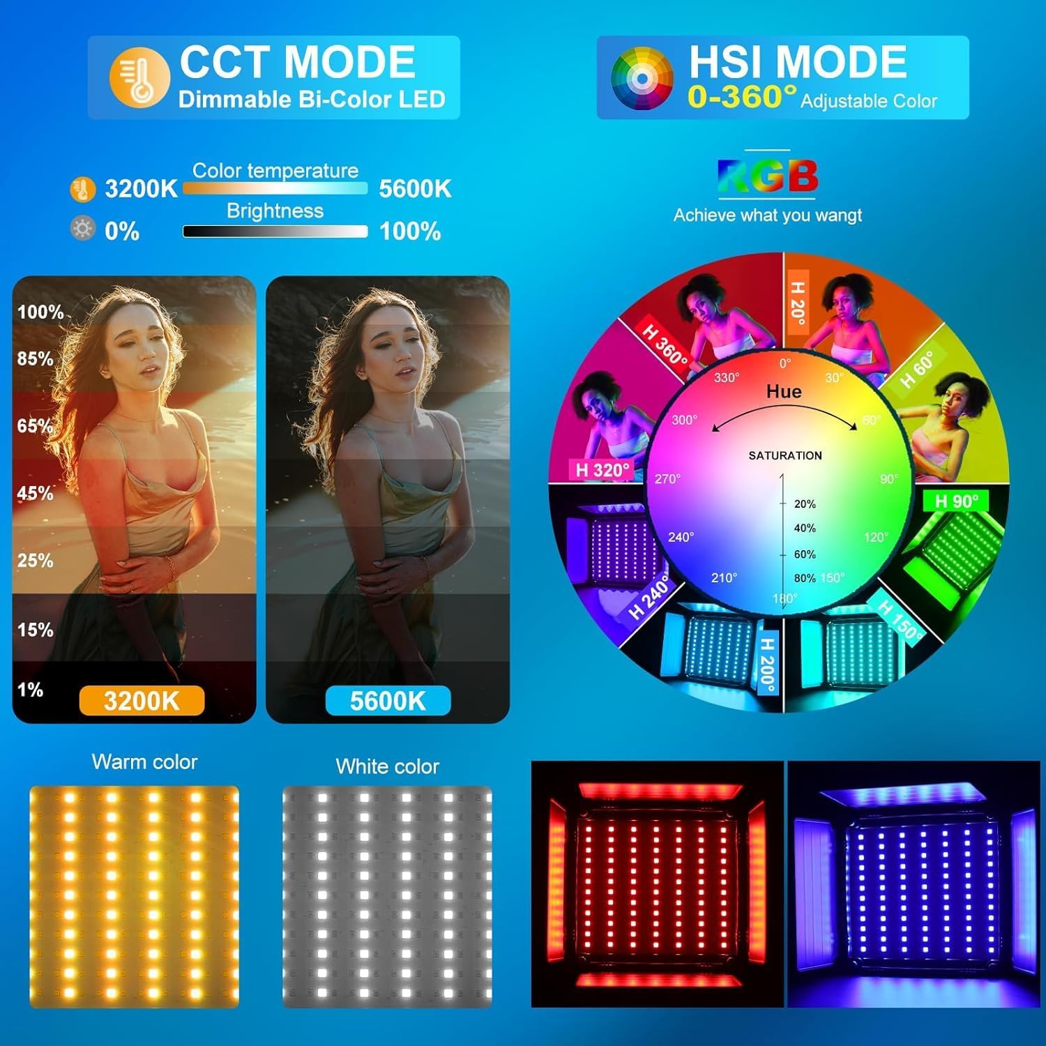 ชุดไฟวิดีโอ LED RGB, ไฟสตูดิโอ - Photography Led Lighting Kit บทวิจารณ์และราคา