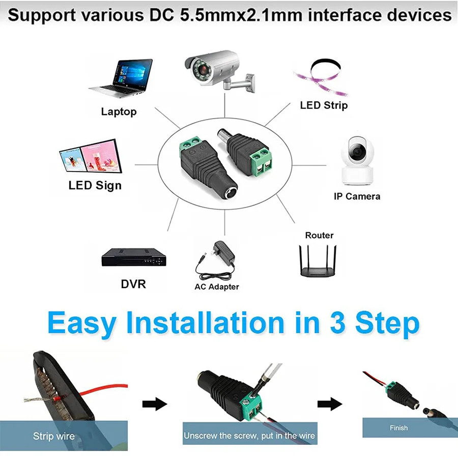 5คู่ DC 12V ตัวเชื่อมต่อตัวเมี - Photography Led Lighting Kit บทวิจารณ์และราคา